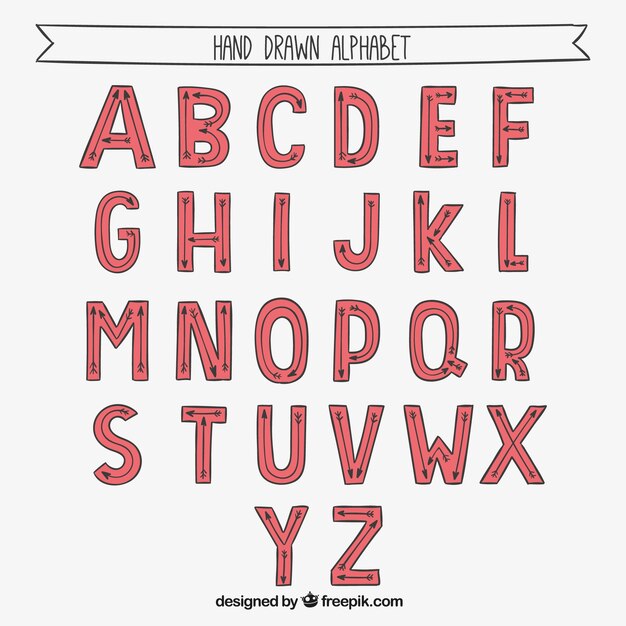 Hand Drawn Red  Alphabet