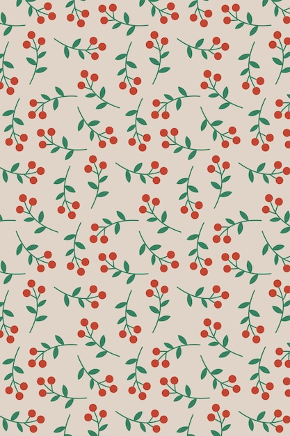 Free vector hand drawn red berry seamless pattern