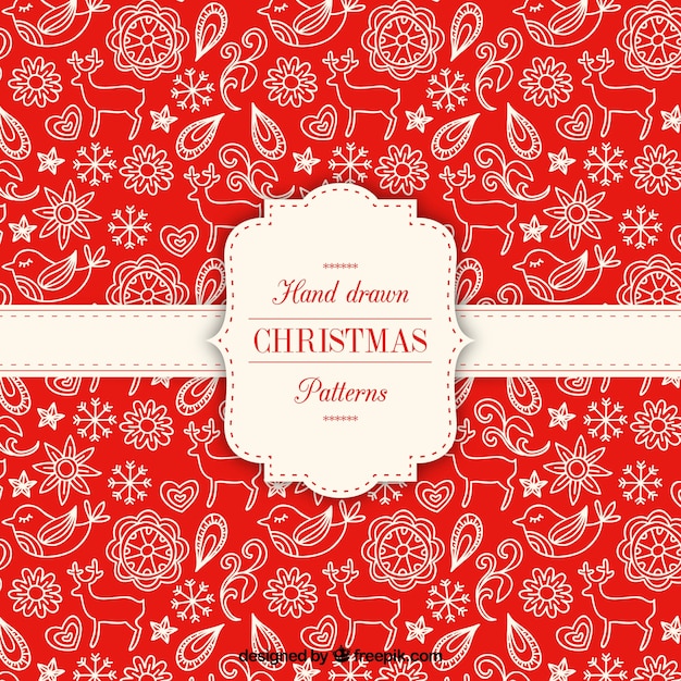 Hand drawn red christmas pattern