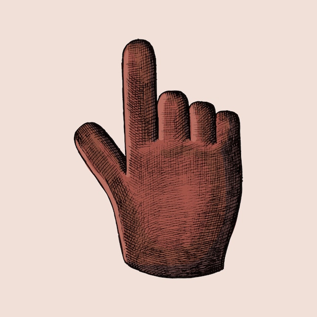 Hand-drawn red hand cursor illustration