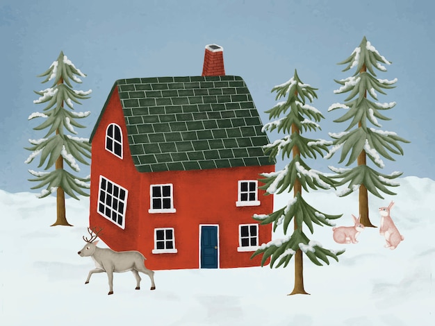 Free vector hand-drawn red house