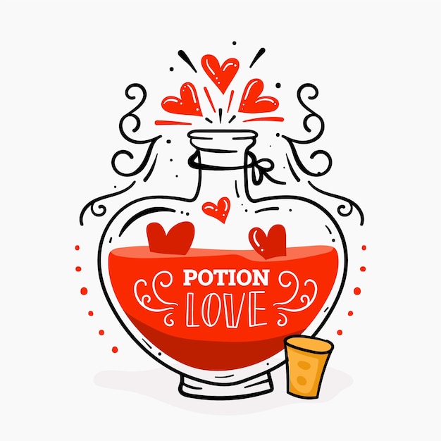 Free vector hand drawn red love potion illustration