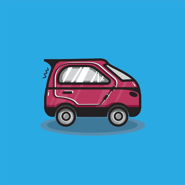 Hand drawn red microcar illustration