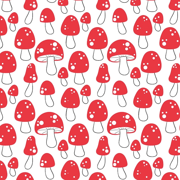 Free vector hand drawn red mushroom pattern