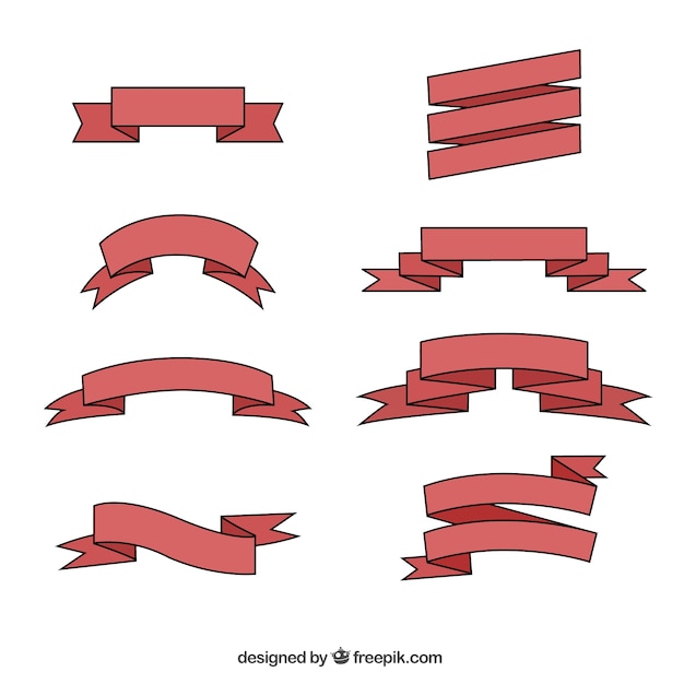 Free vector hand drawn red ribbon collection