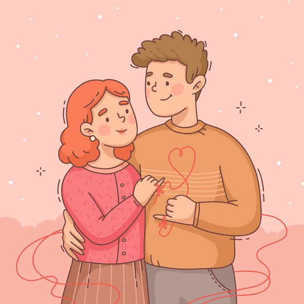 手描きの赤い糸のイラスト