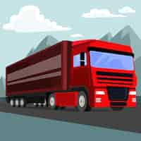 Free vector hand drawn red transport truck