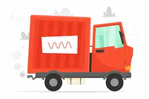 Free vector hand drawn red transportation truck