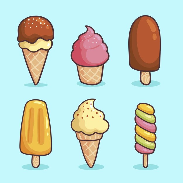 Hand drawn refreshing ice cream pack