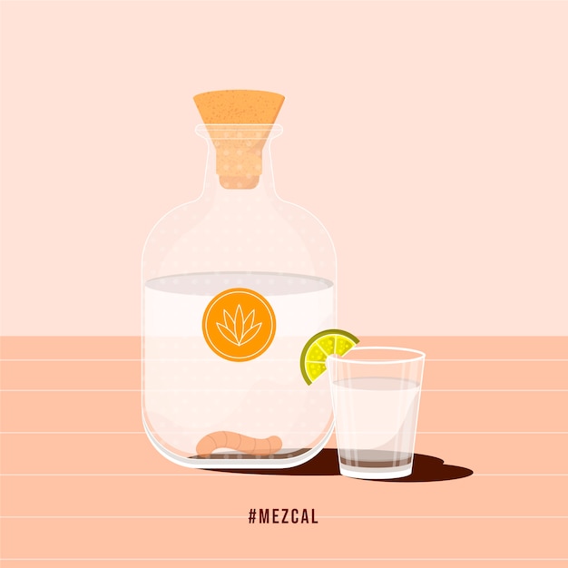 손으로 그린 상큼한 mezcal 그림