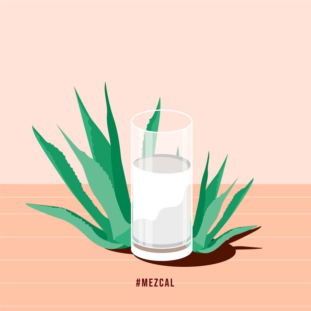 Hand drawn refreshing mezcal illustration