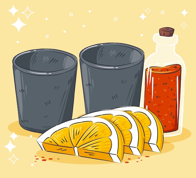 Free vector hand drawn refreshing mezcal illustration