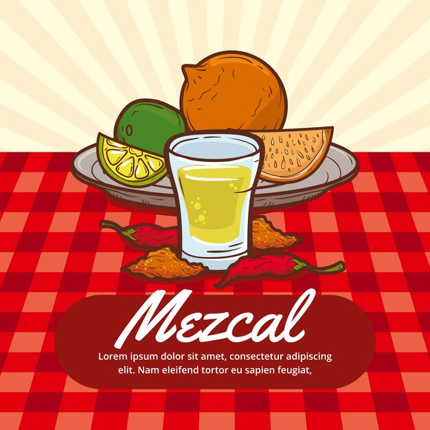 Hand drawn refreshing mezcal illustration