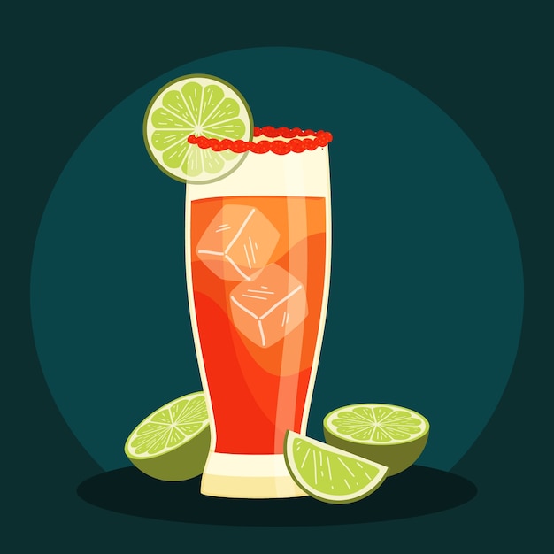 Vettore gratuito illustrazione di michelada rinfrescante disegnata a mano