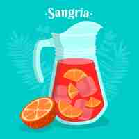 Vettore gratuito illustrazione di sangria rinfrescante disegnata a mano