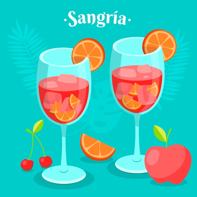 Illustrazione di sangria rinfrescante disegnata a mano