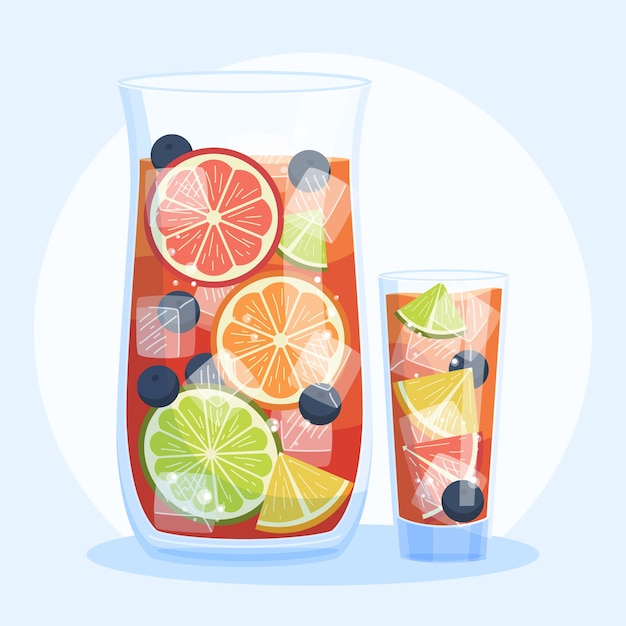 Illustrazione di sangria rinfrescante disegnata a mano