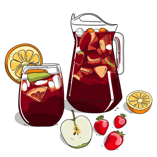 Hand drawn refreshing sangria illustration