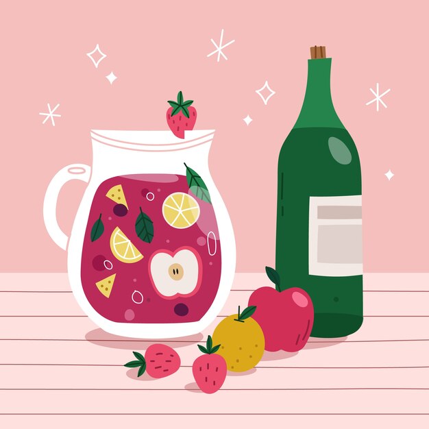 Hand drawn refreshing sangria illustration