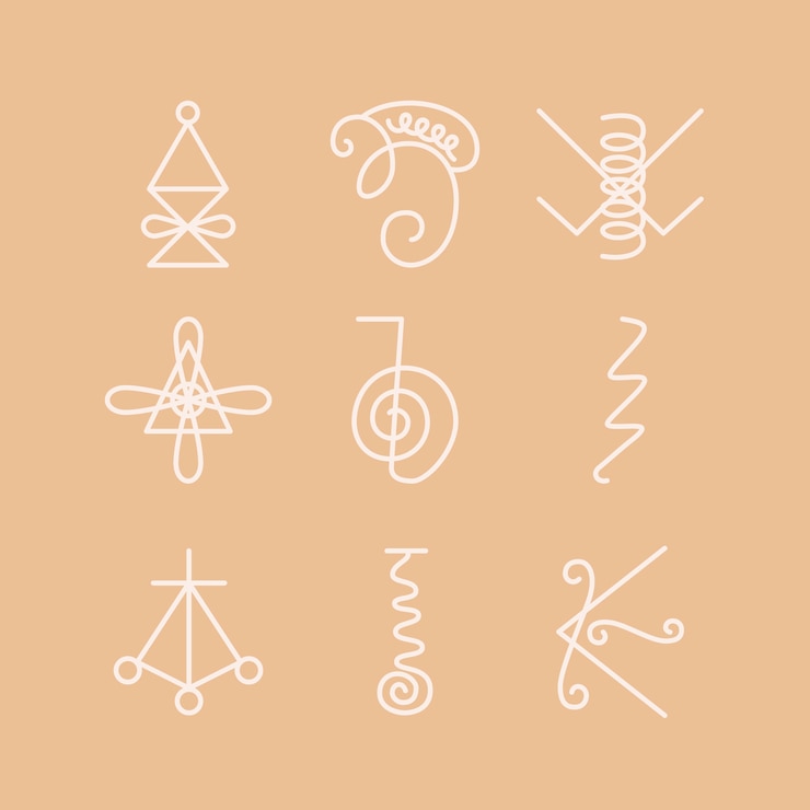 Free Vector hand drawn reiki symbol set