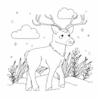 Free vector hand drawn reindeer outline illustration