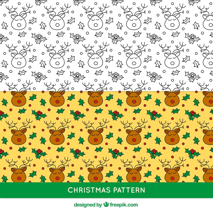 मुफ़्त वेक्टर hand drawn reindeer pattern
