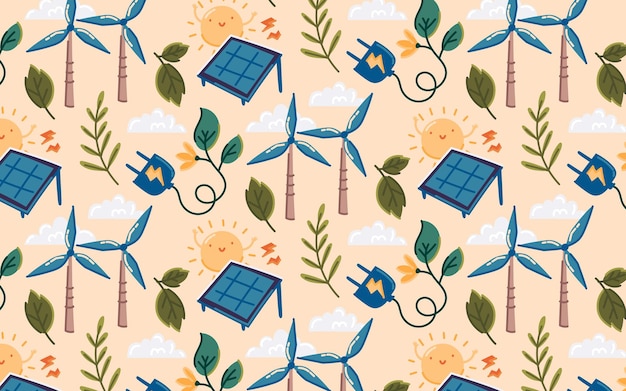 Free vector hand drawn renewable energy pattern