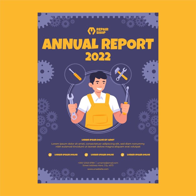 Hand drawn repair shop annual report