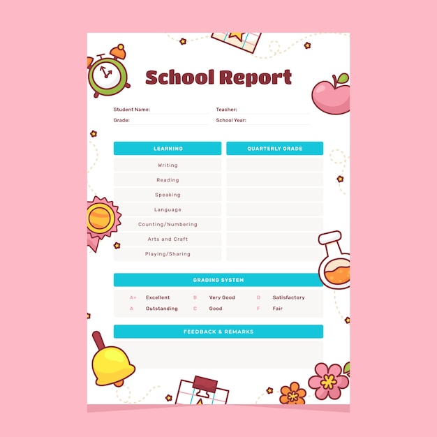 Hand drawn report card design