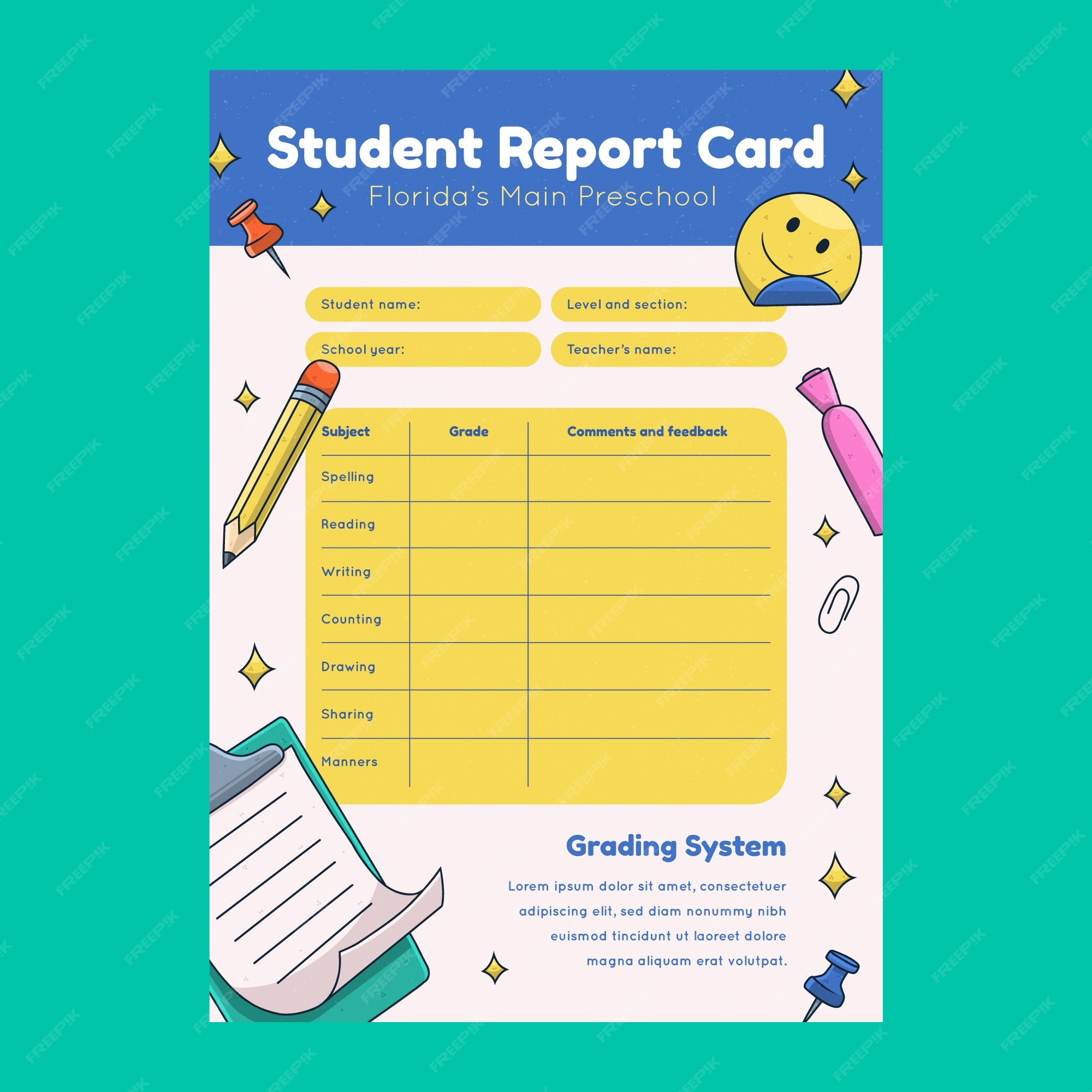 free clipart of bad report card