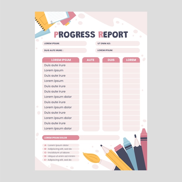 Free vector hand drawn report card template