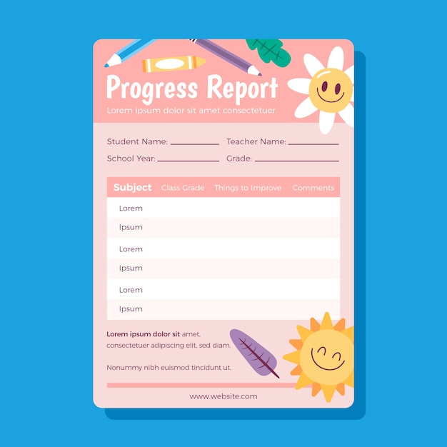 Free vector hand drawn report card template