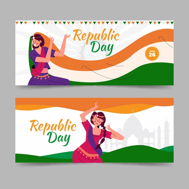 Free vector hand drawn republic day banner