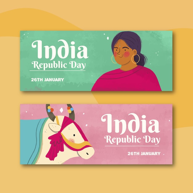 Hand drawn republic day banner