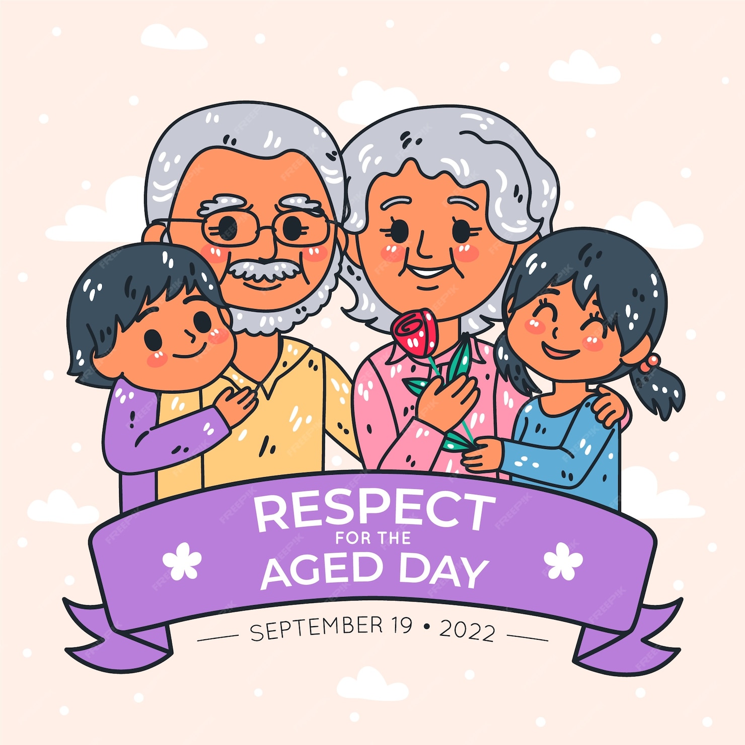 Free Vector Hand drawn respect for the aged day illustration