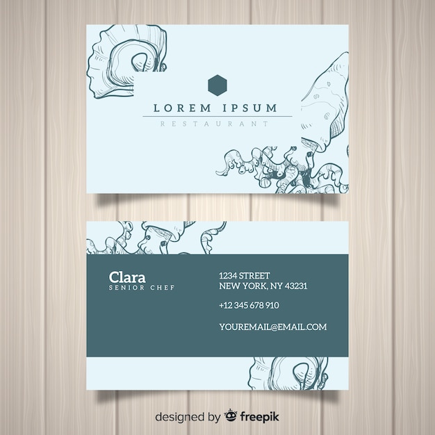 Hand drawn restaurant business card template