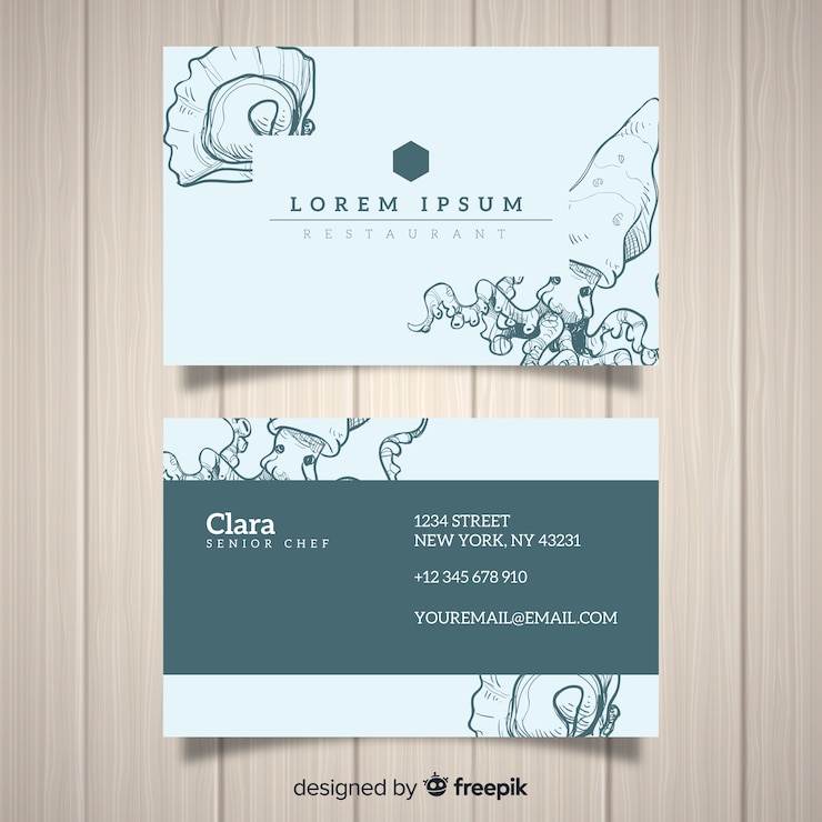 Free Vector hand drawn restaurant business card template