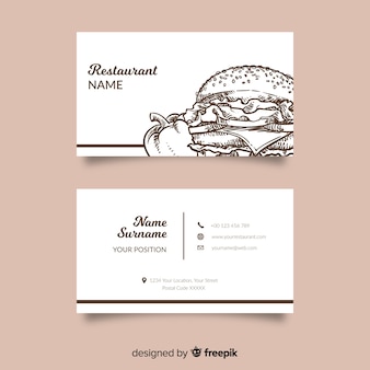 Hand drawn restaurant business card template