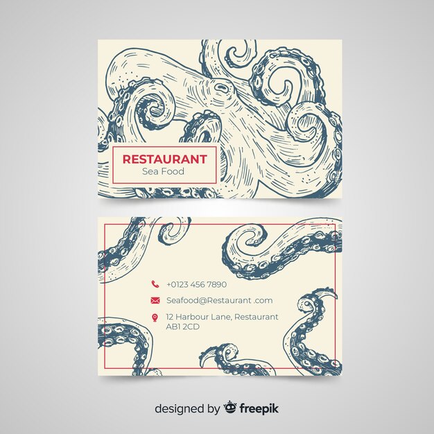 Hand drawn restaurant business card template