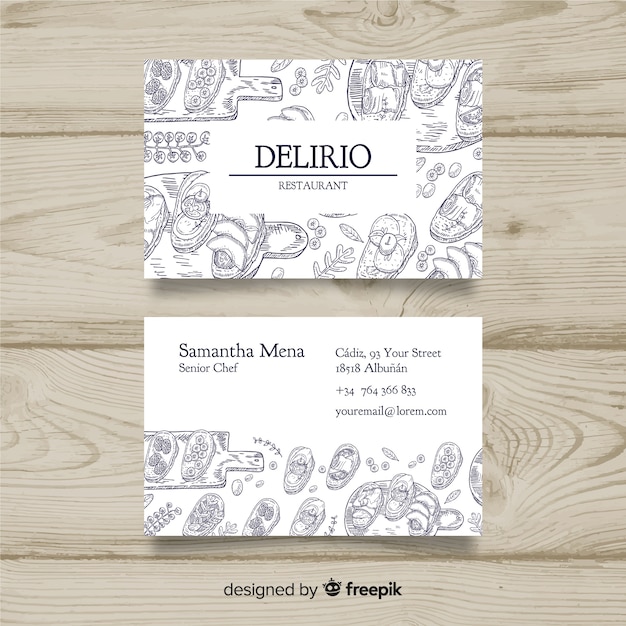 Free vector hand drawn restaurant business card