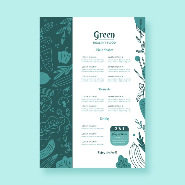 Free vector hand drawn restaurant menu template