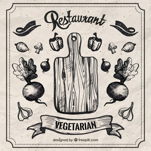 Hand drawn restaurant vegetarian