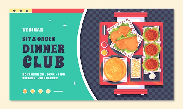 Free vector hand drawn restaurant webinar template