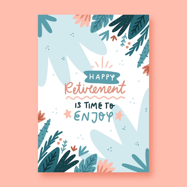 Hand drawn retirement greeting card template illustrated