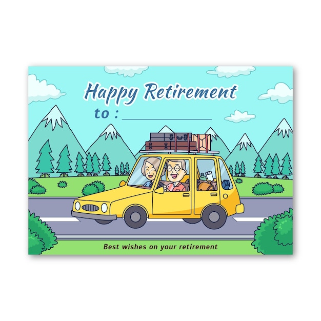 Hand drawn retirement greeting card template illustrated