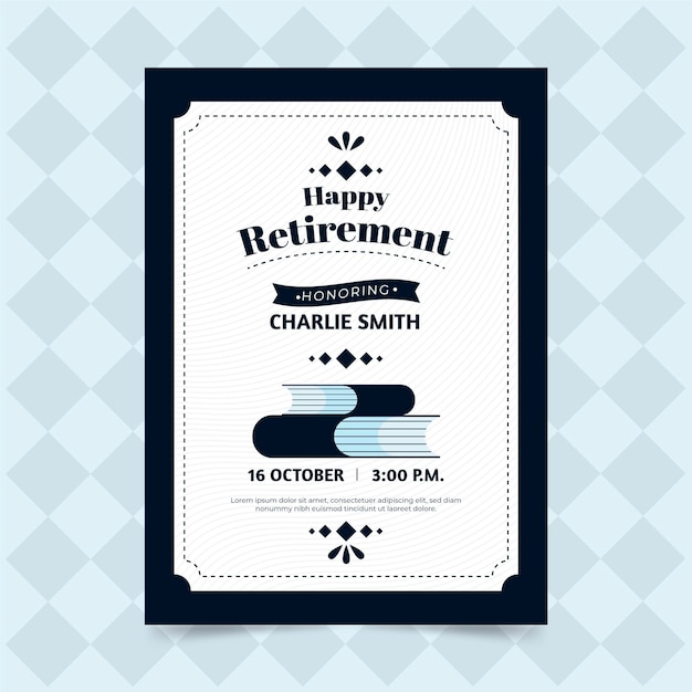 Нарисованный рукой шаблон поздравительной открытки выхода на пенсию