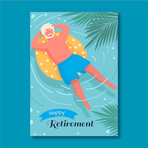 Hand drawn retirement greeting card template