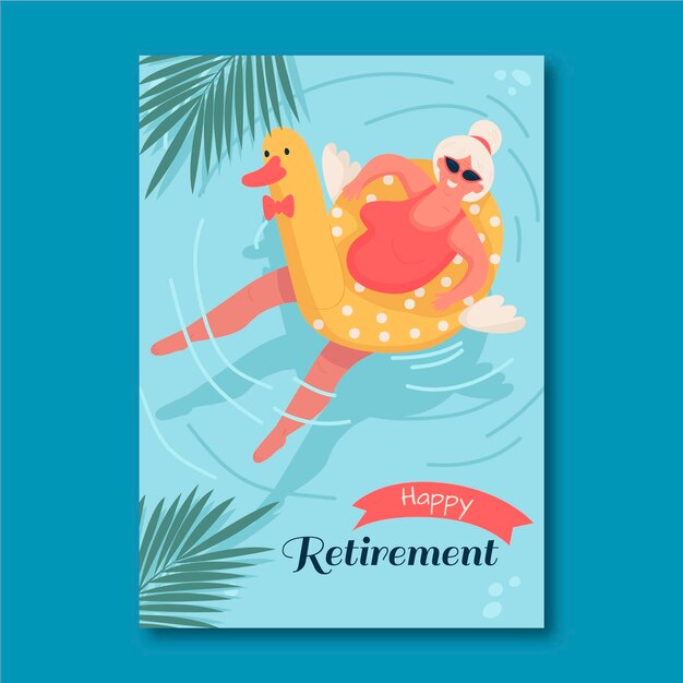 Hand drawn retirement greeting card template