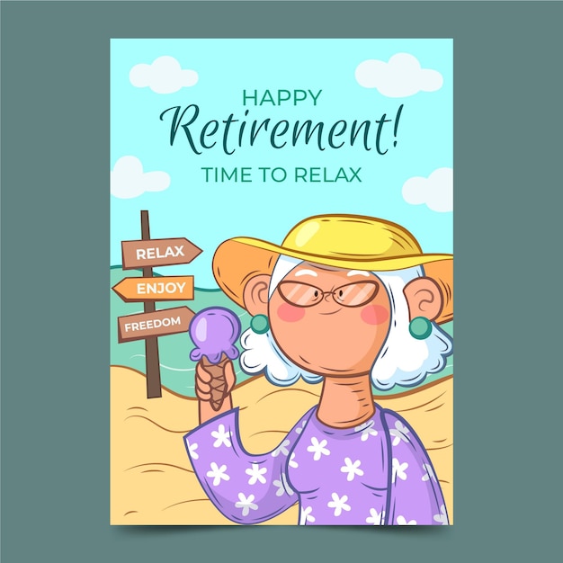 Hand drawn retirement greeting card