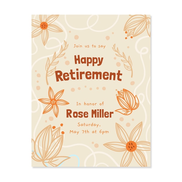 Free vector hand drawn retirement greeting card